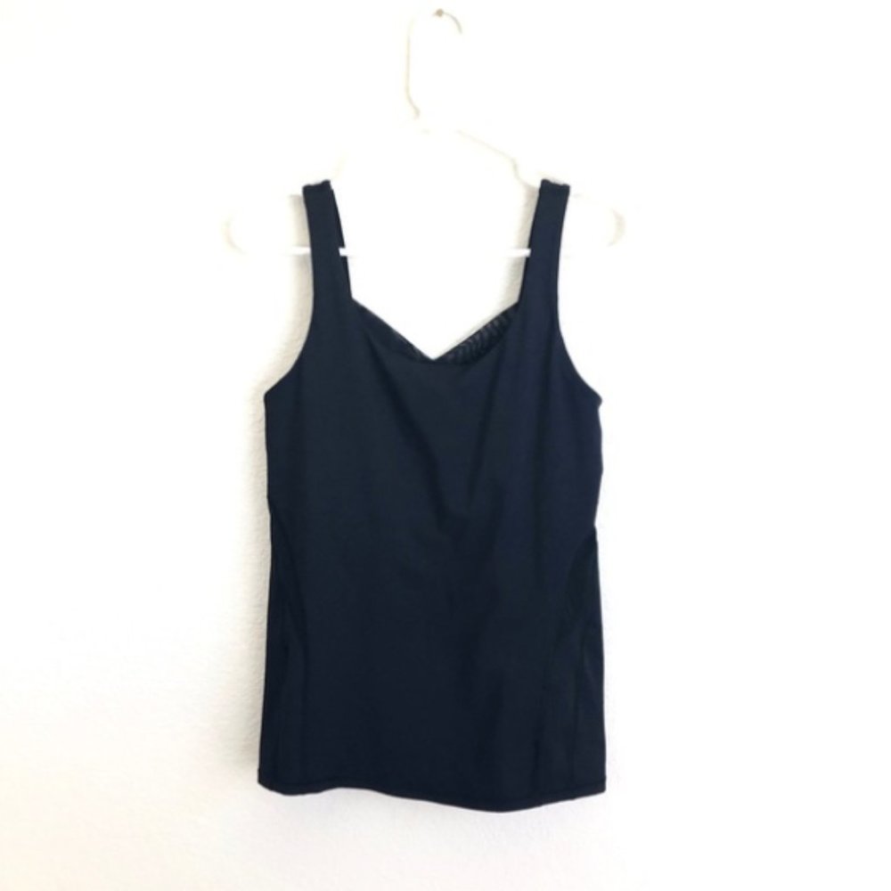 Lululemon Black Mesh Double Cross Stretch Tank Top - Picture 1 of 4